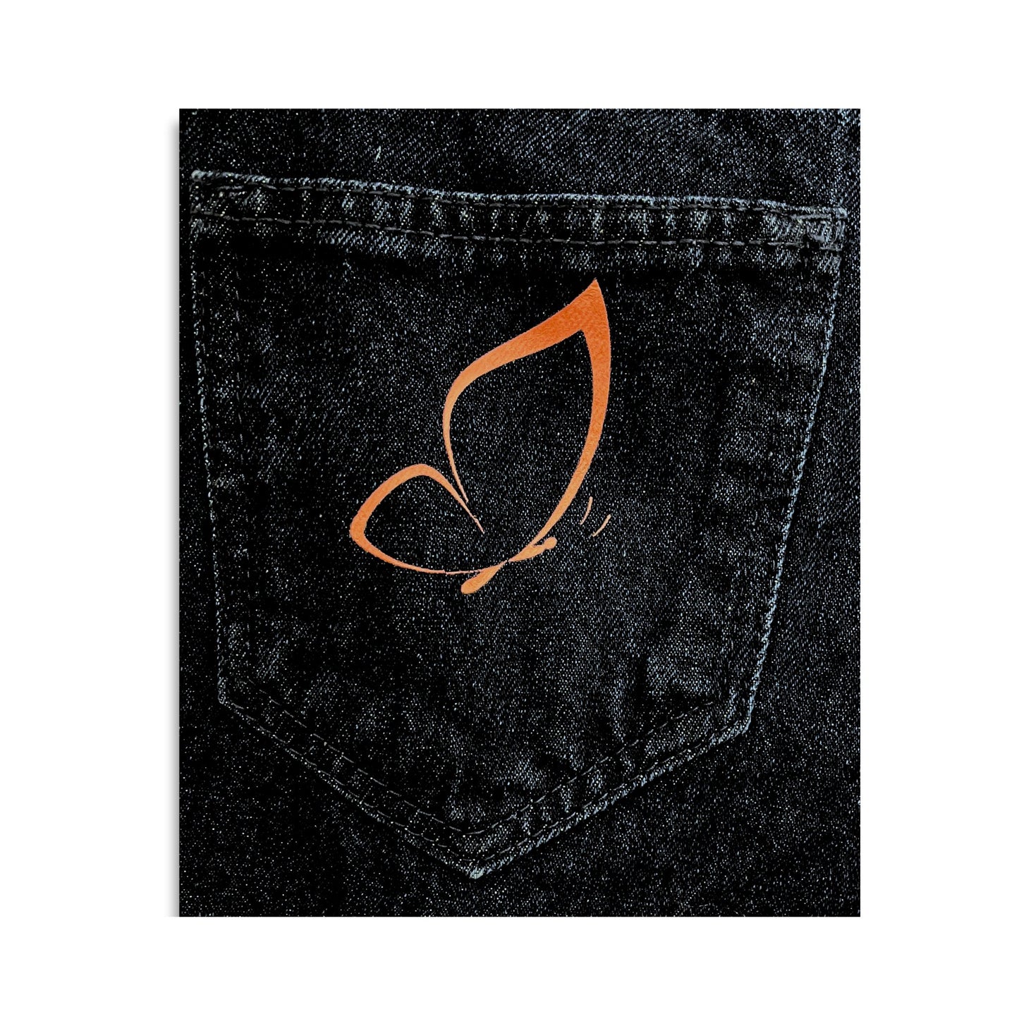 Trendy Pink Butterfly Wide Leg Jeans
