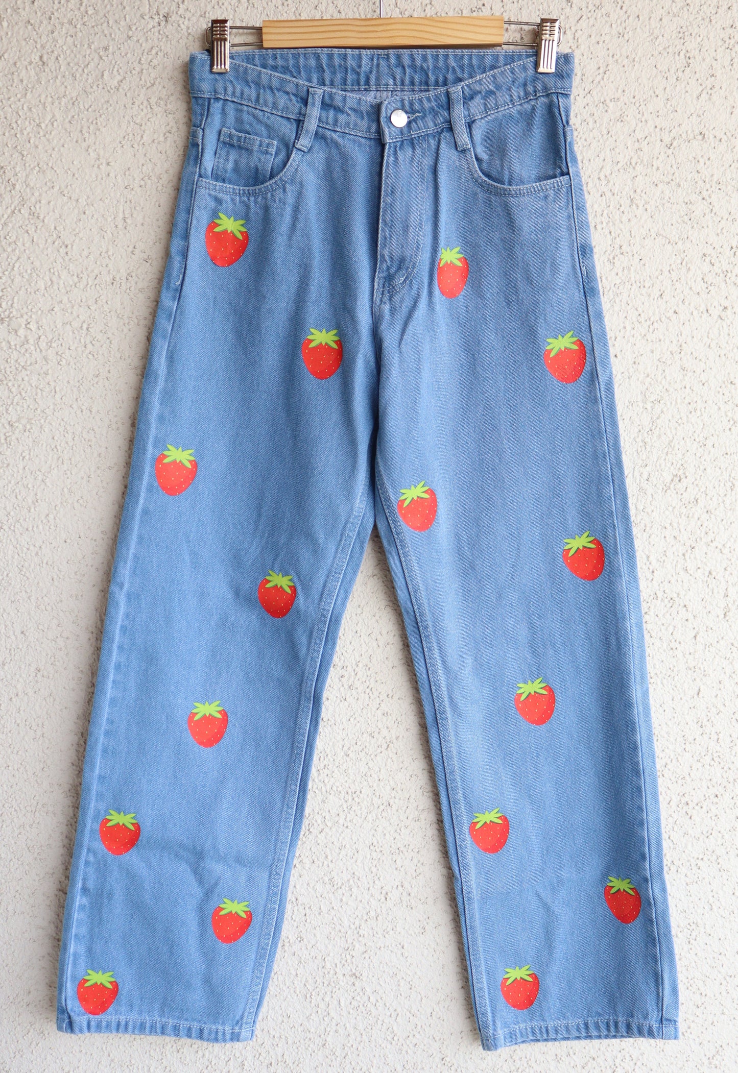 Trendy Strawberry Wide Leg Jeans