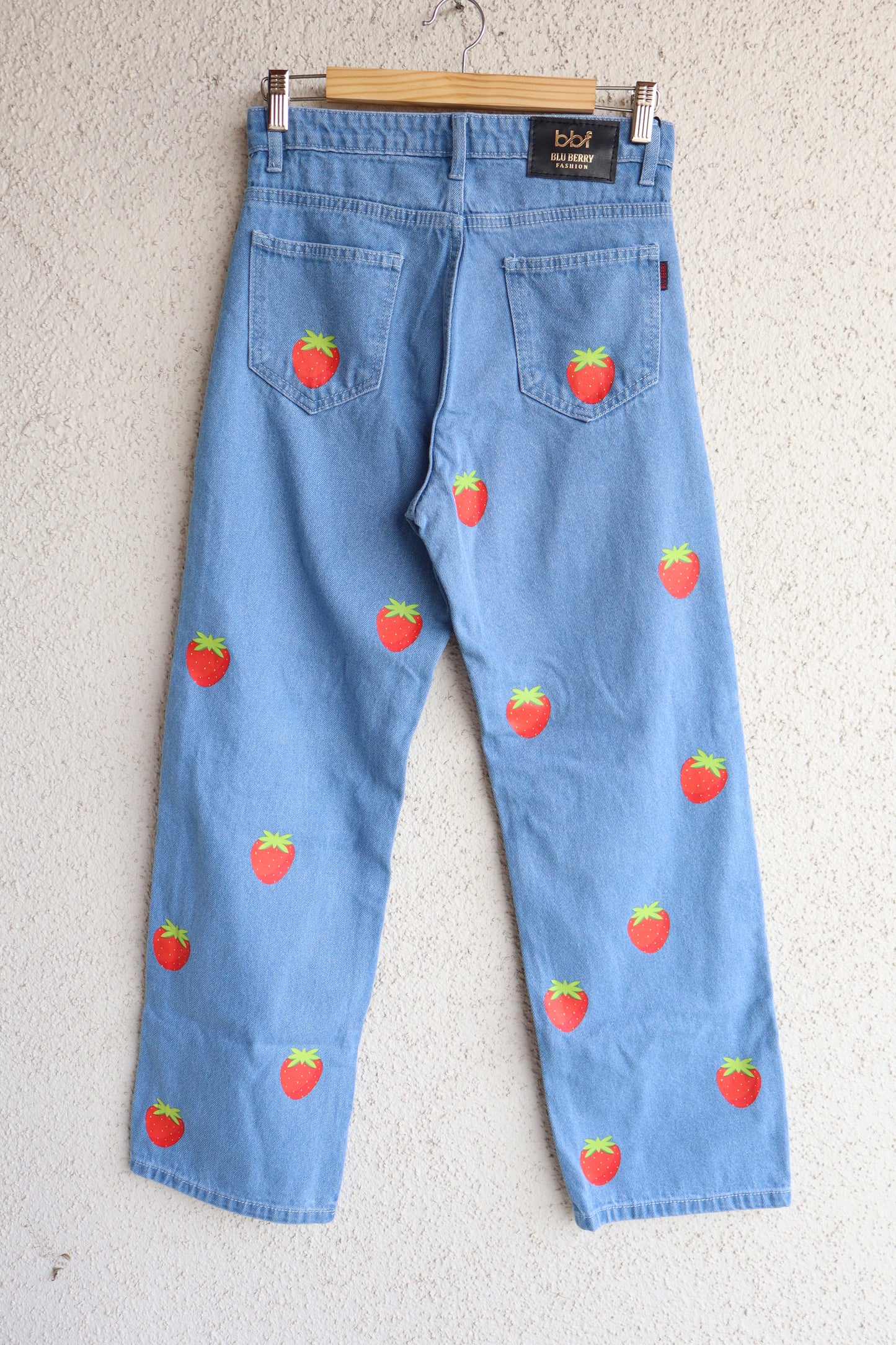 Trendy Strawberry Wide Leg Jeans