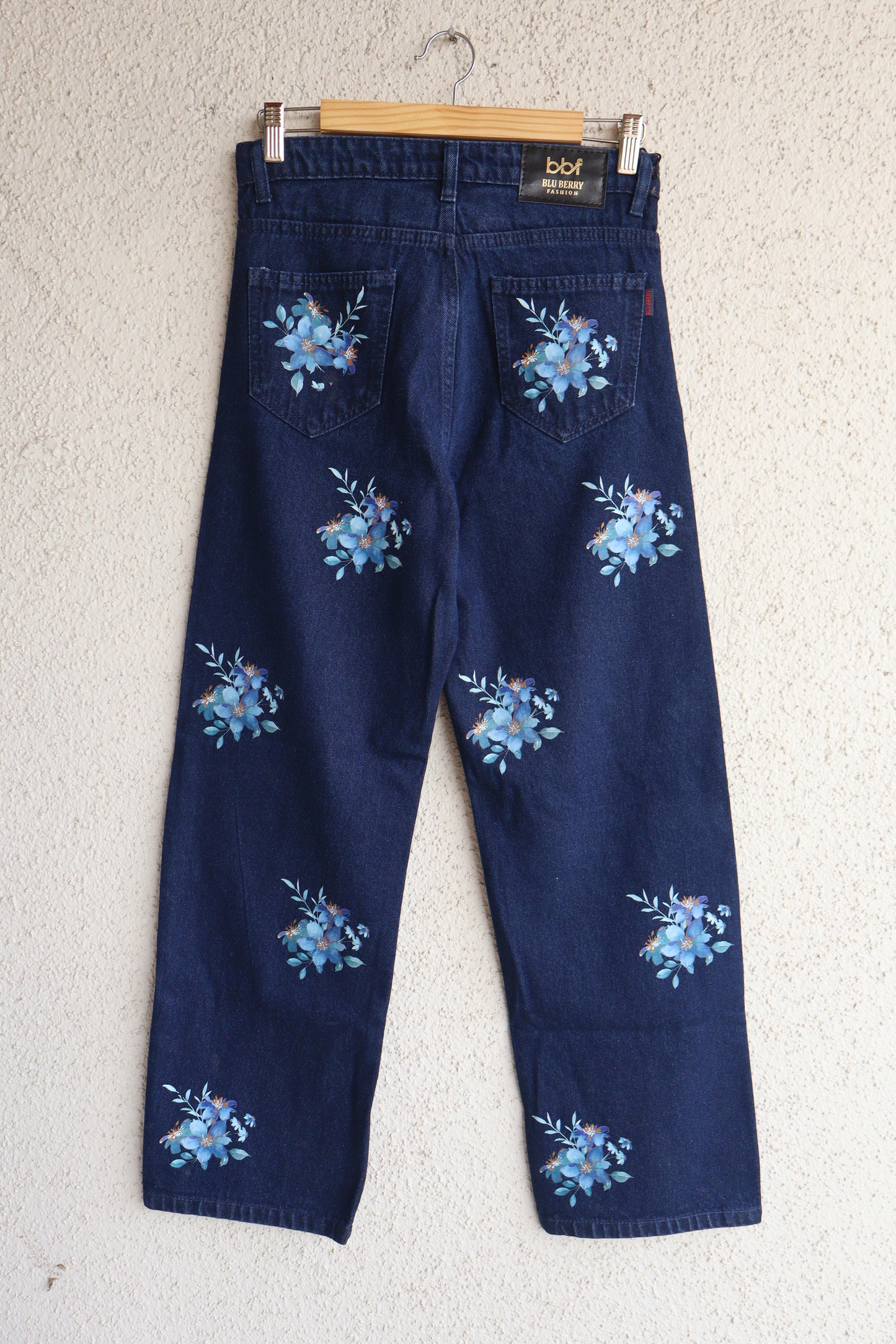 Trendy Blue Flower Jeans