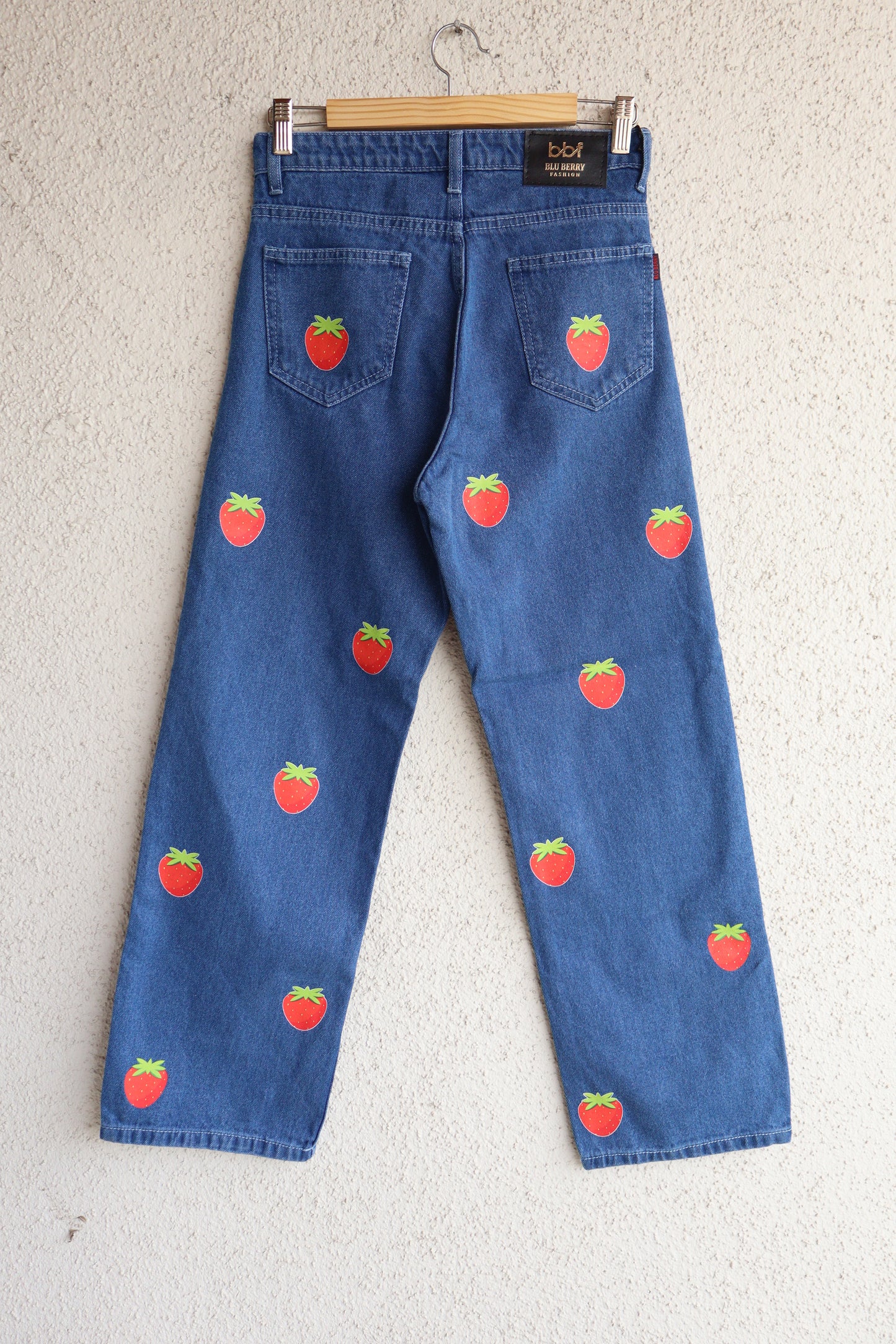 Trendy Strawberry Wide Leg Jeans