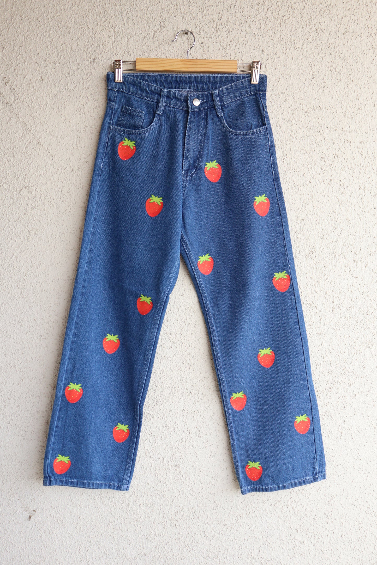 Trendy Strawberry Wide Leg Jeans