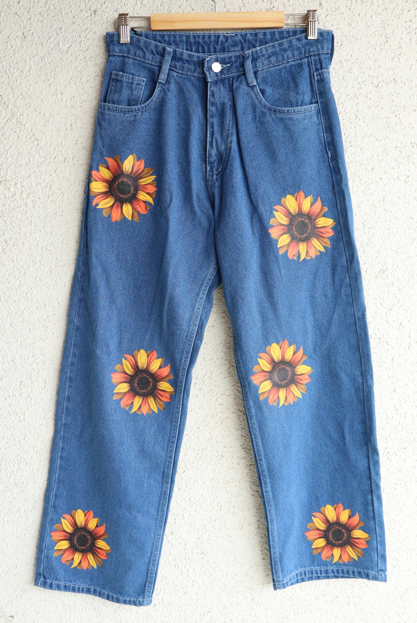 Trendy Sunflower Wide Leg Jeans