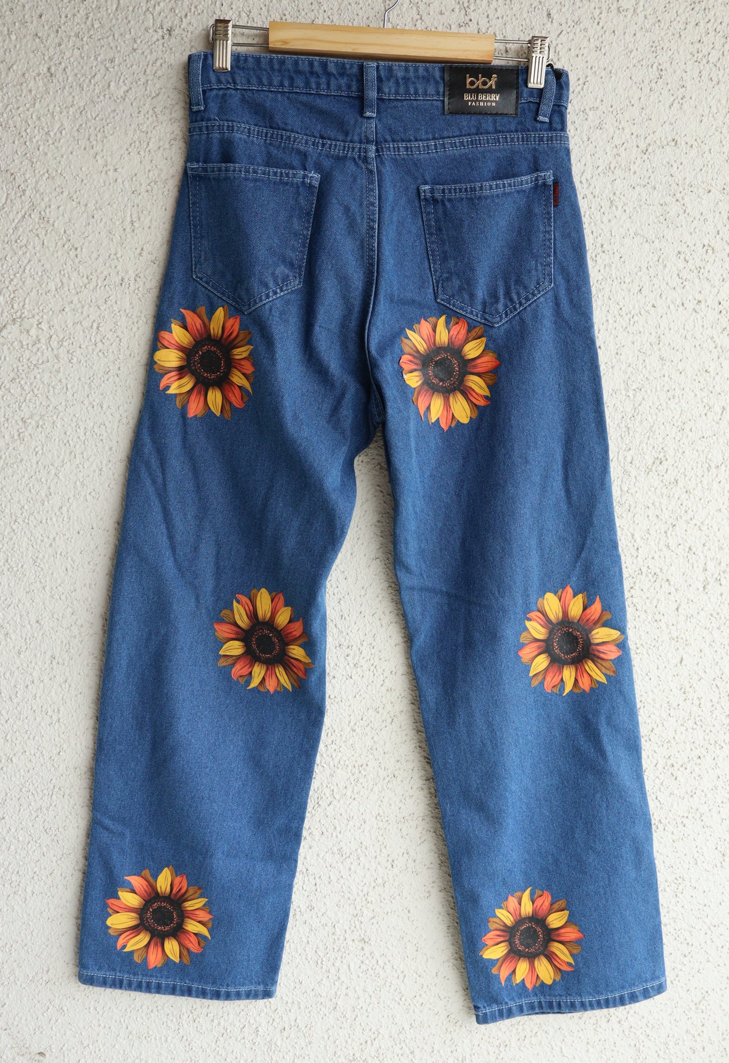 Trendy Sunflower Wide Leg Jeans