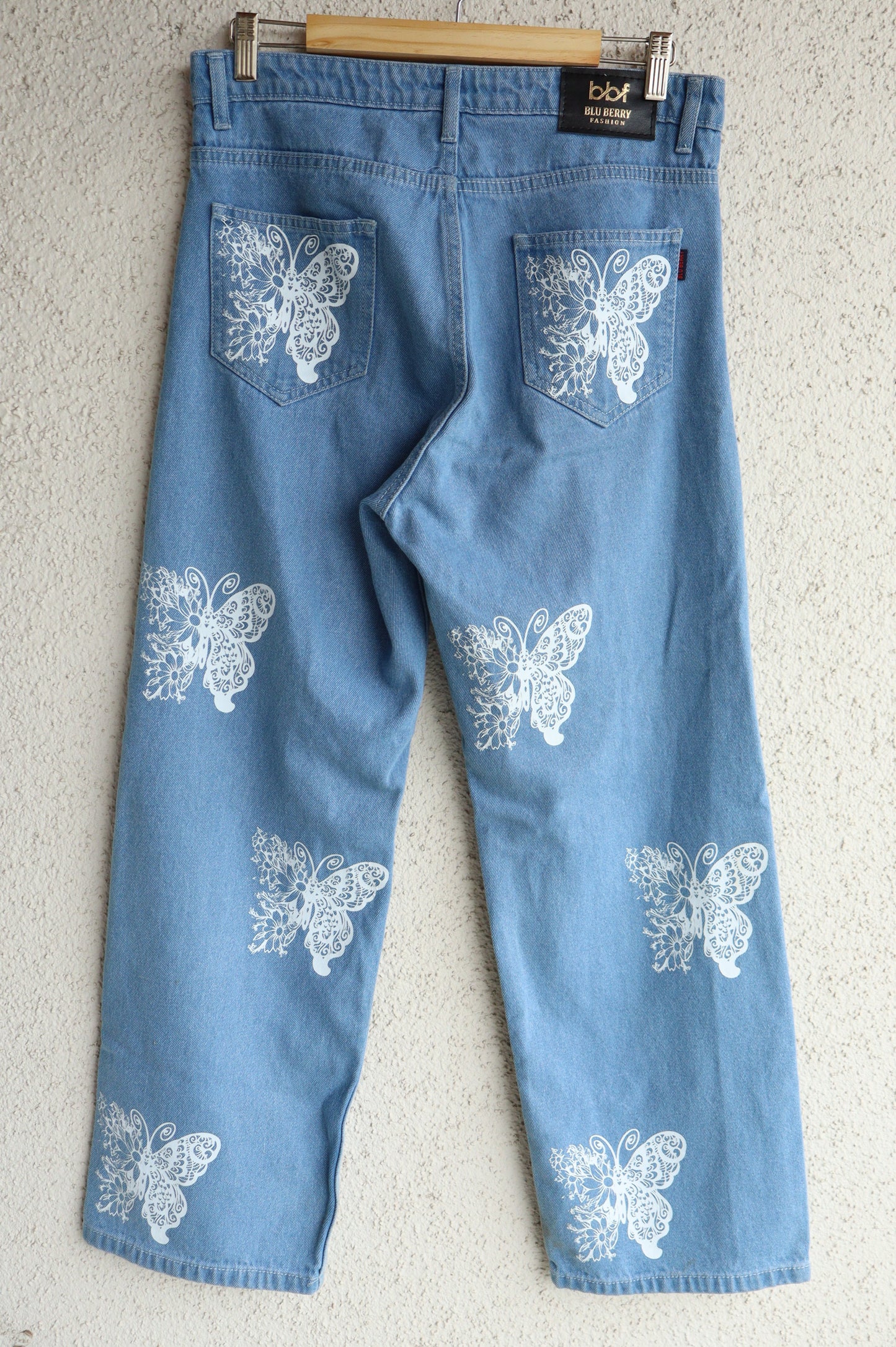 Mandala Butterfly Wide Leg Jeans
