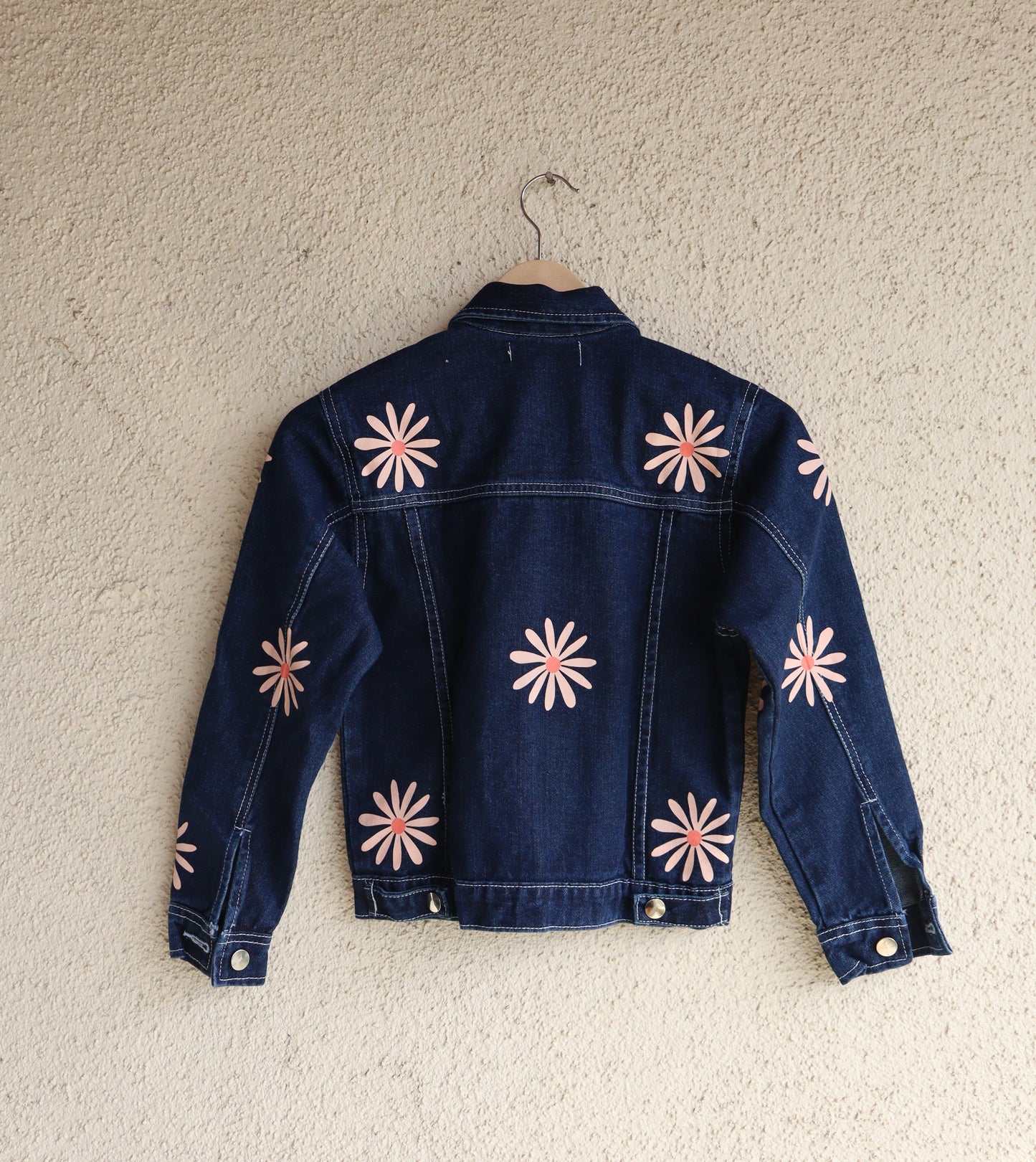 Floral Charm Dark Wash Denim Jacket