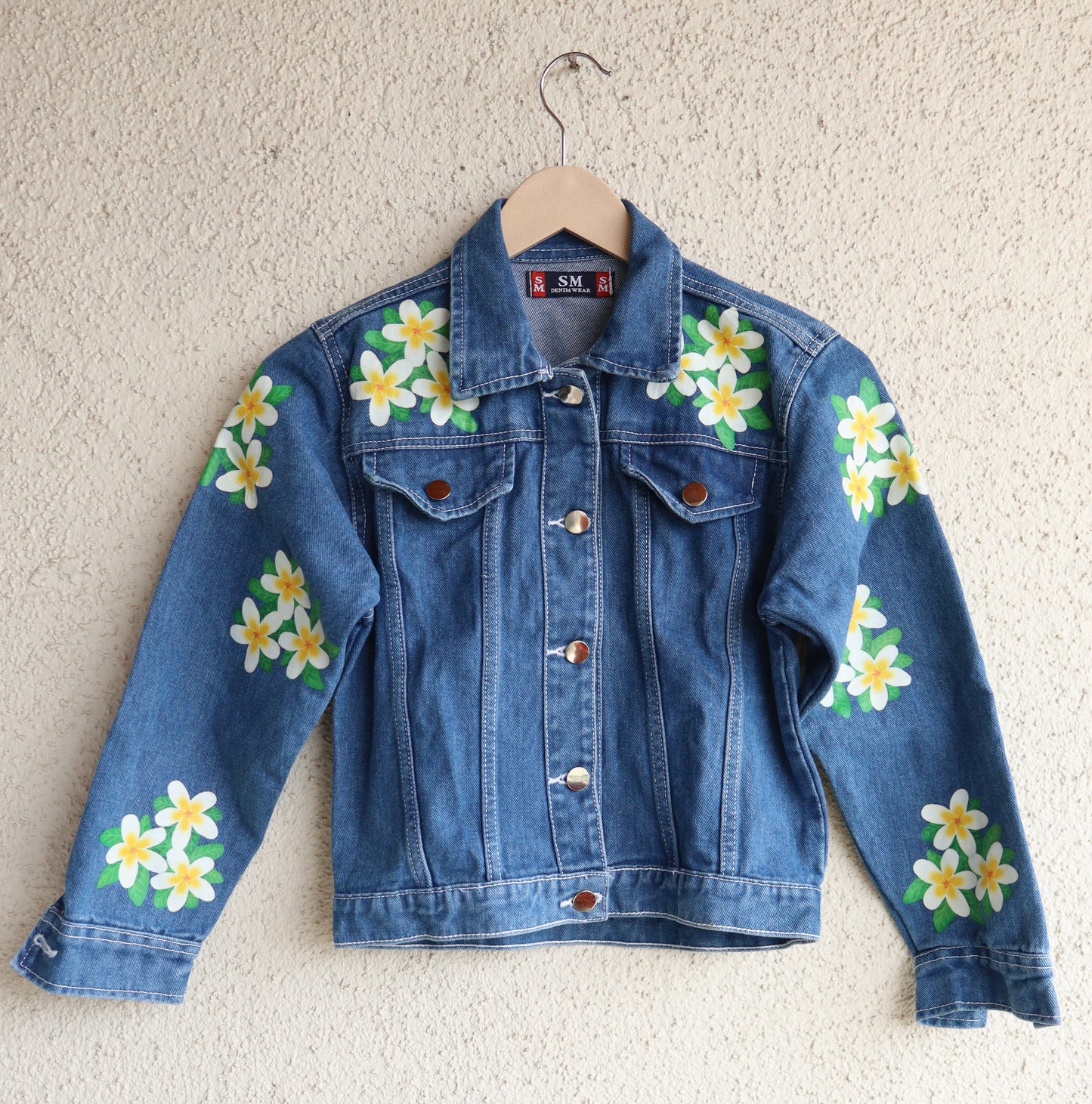 White Floral Denim Jacket