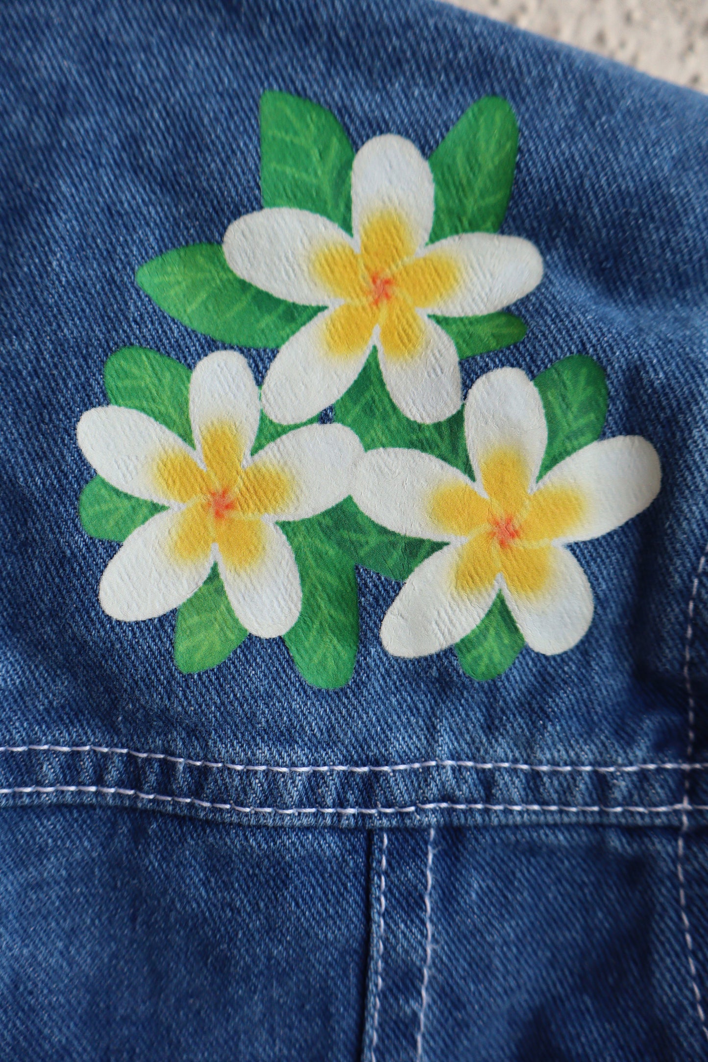 White Floral Denim Jacket