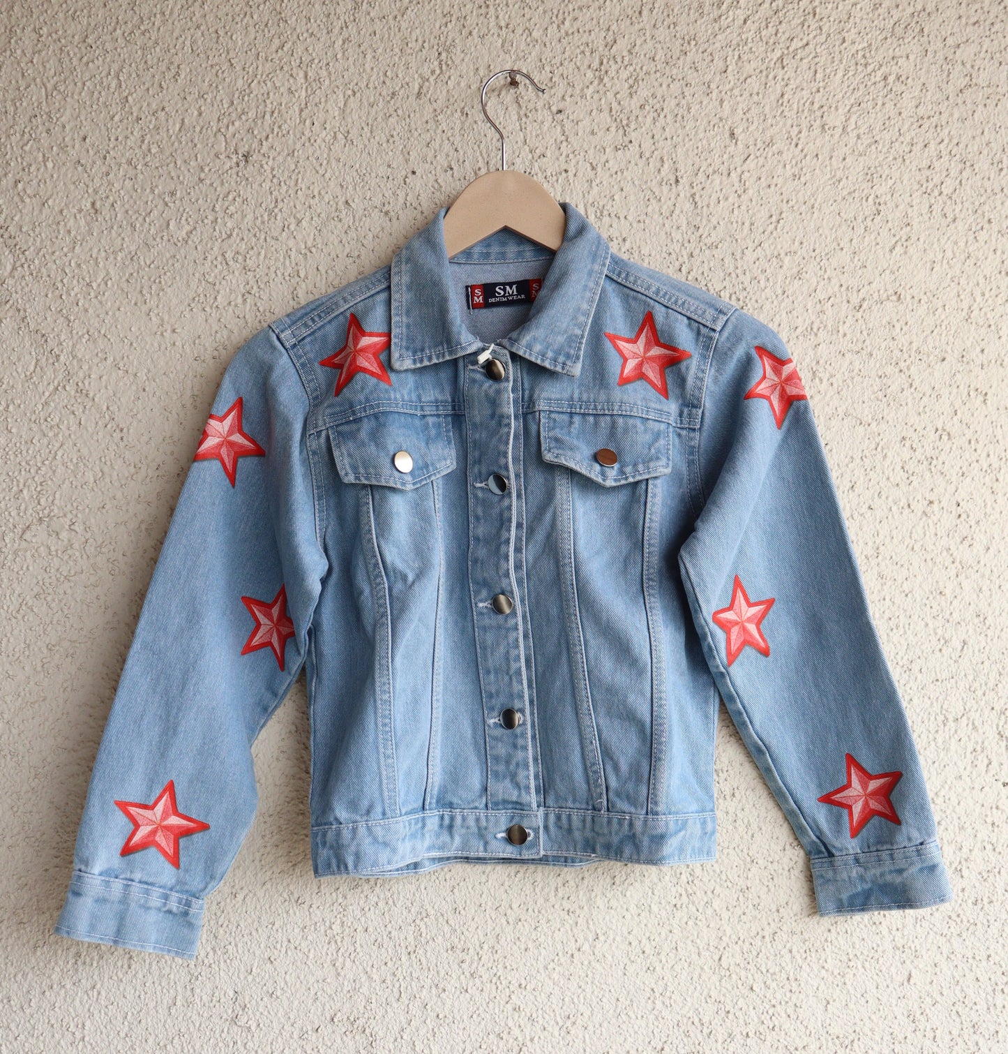 Trendy Red Star Denim Jacket