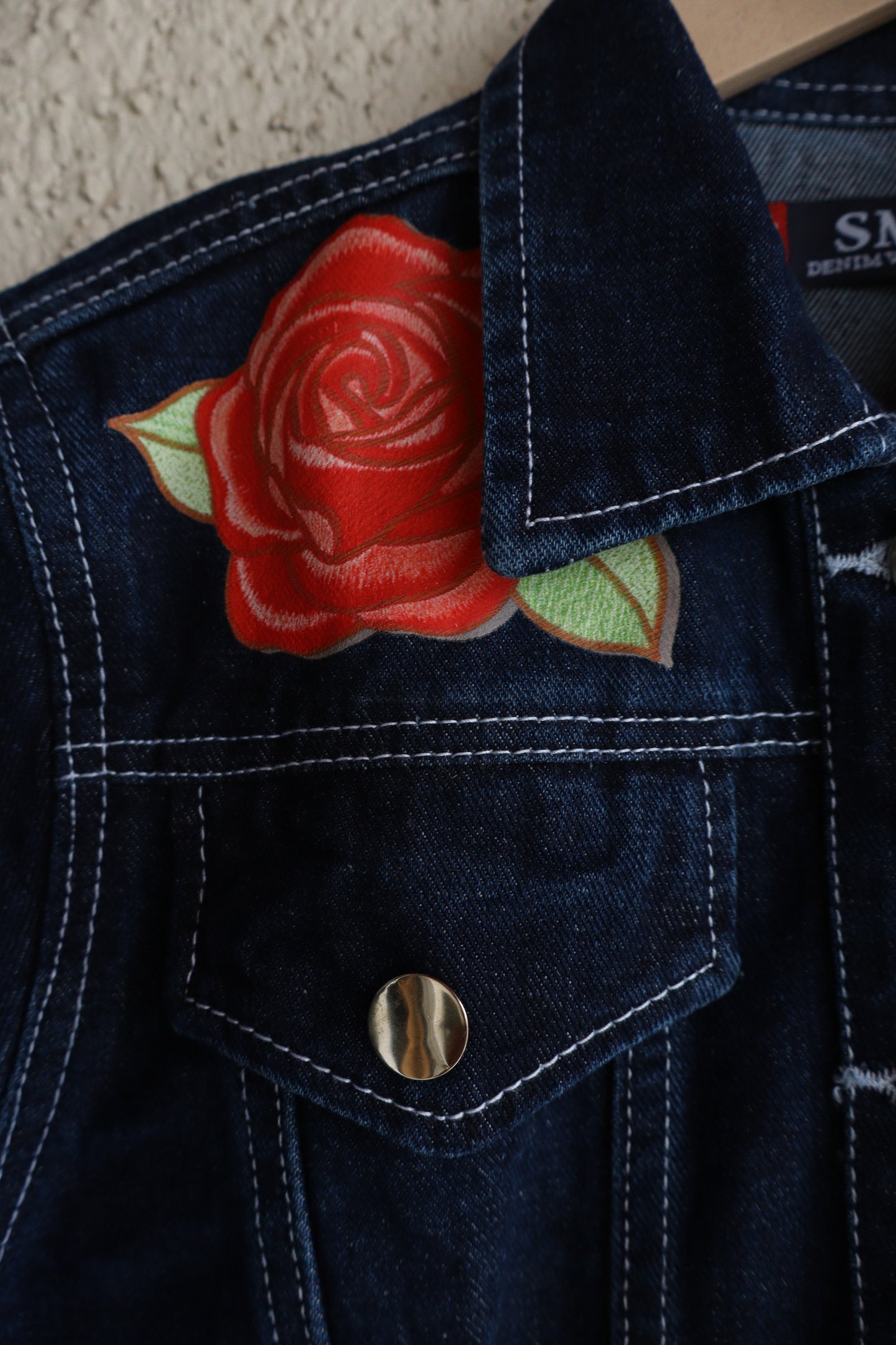 Midnight Rose Printed Denim Jacket