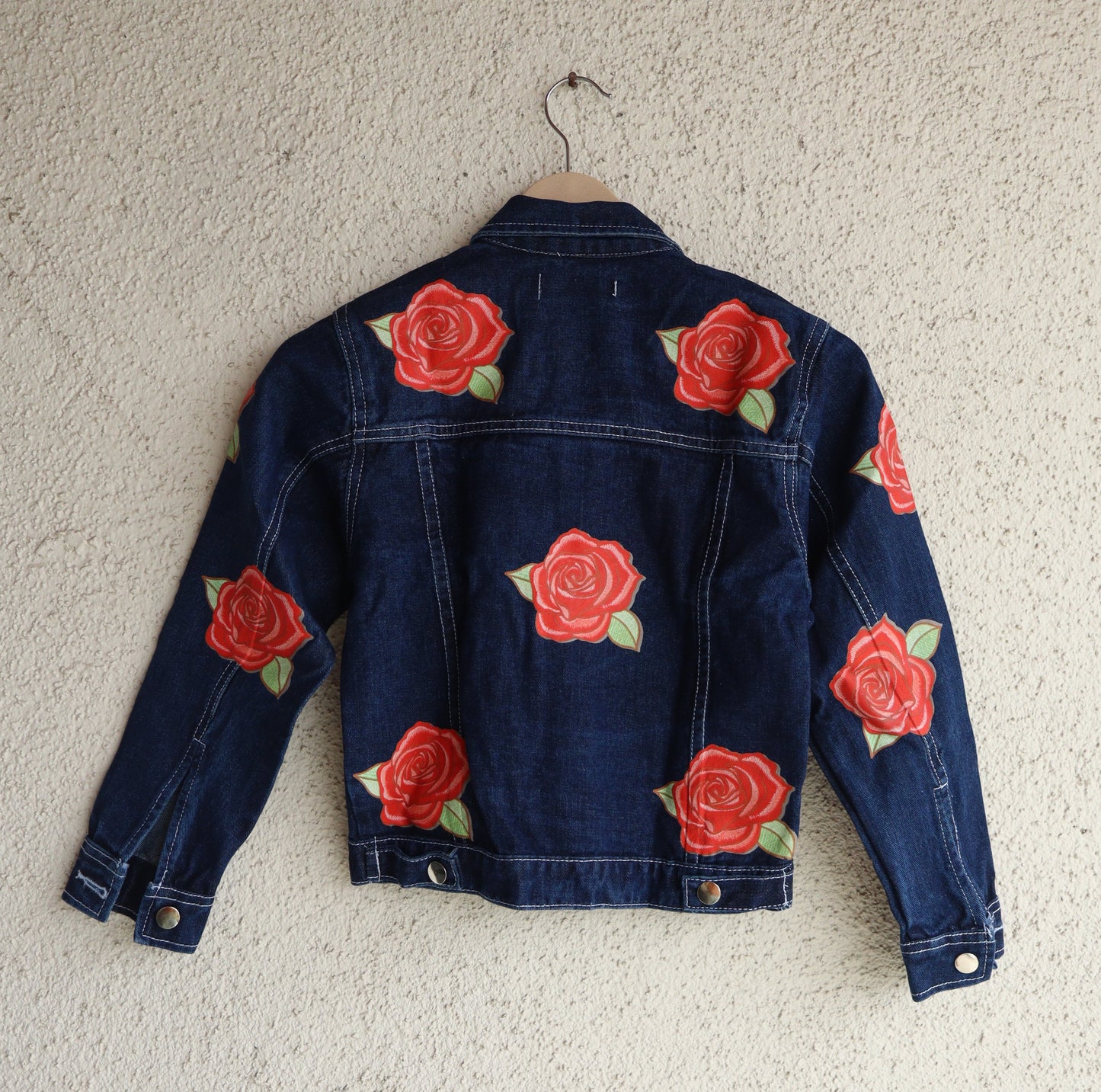 Midnight Rose Printed Denim Jacket