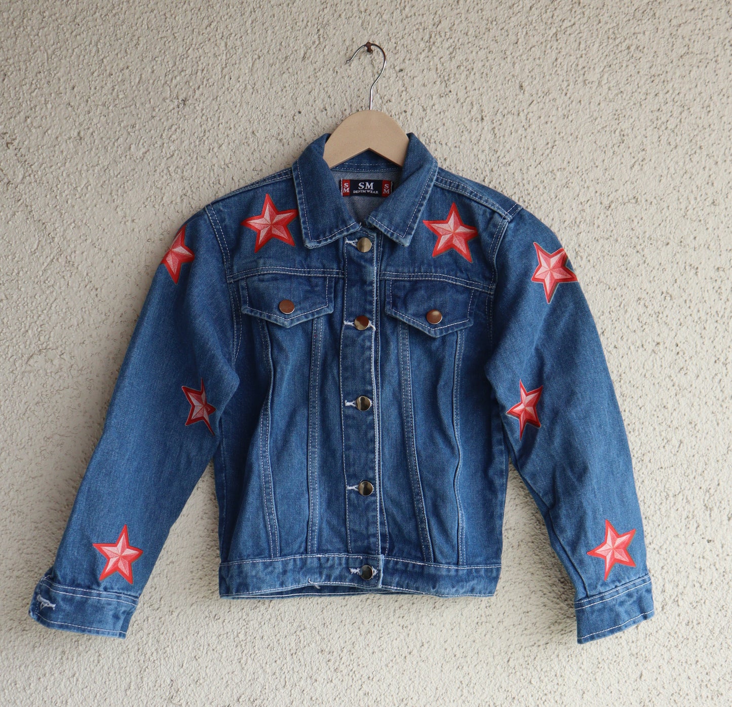 Trendy Red Star Denim Jacket
