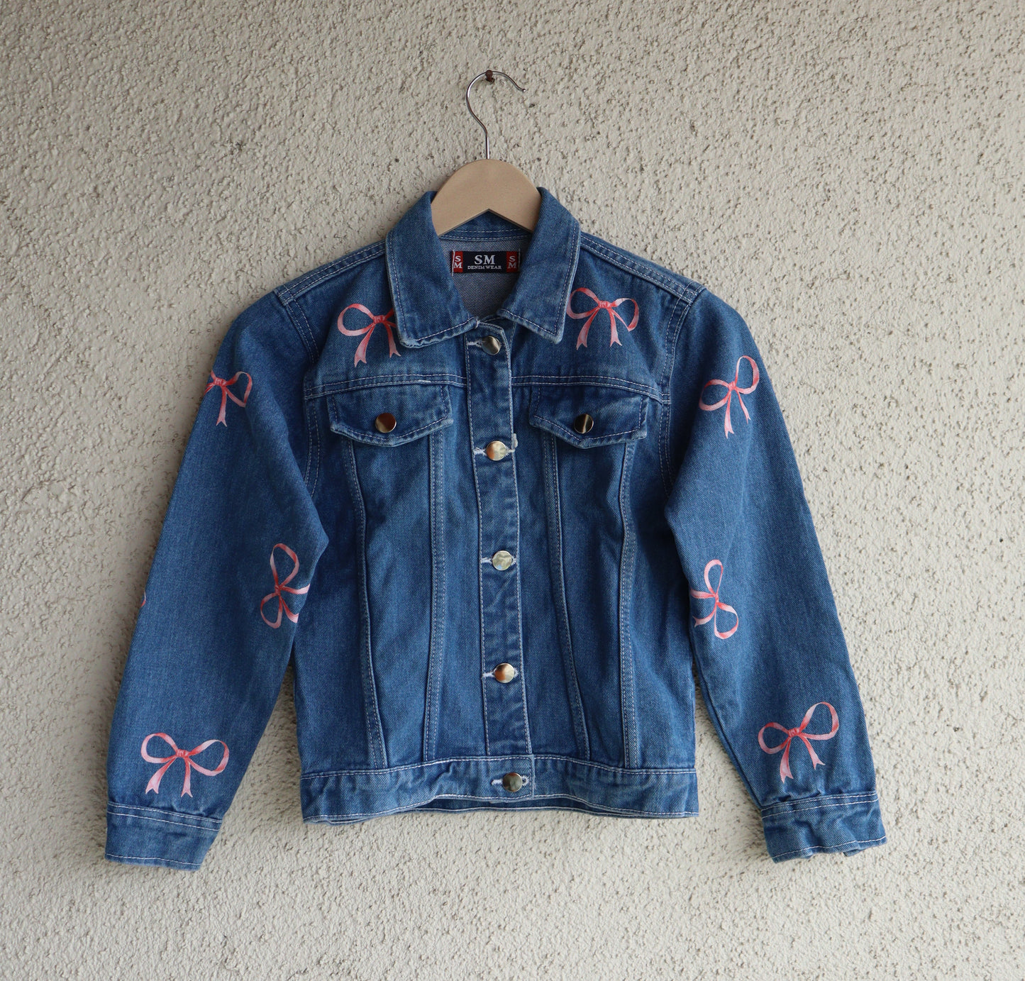Trendy Pink Bow Denim Jacket