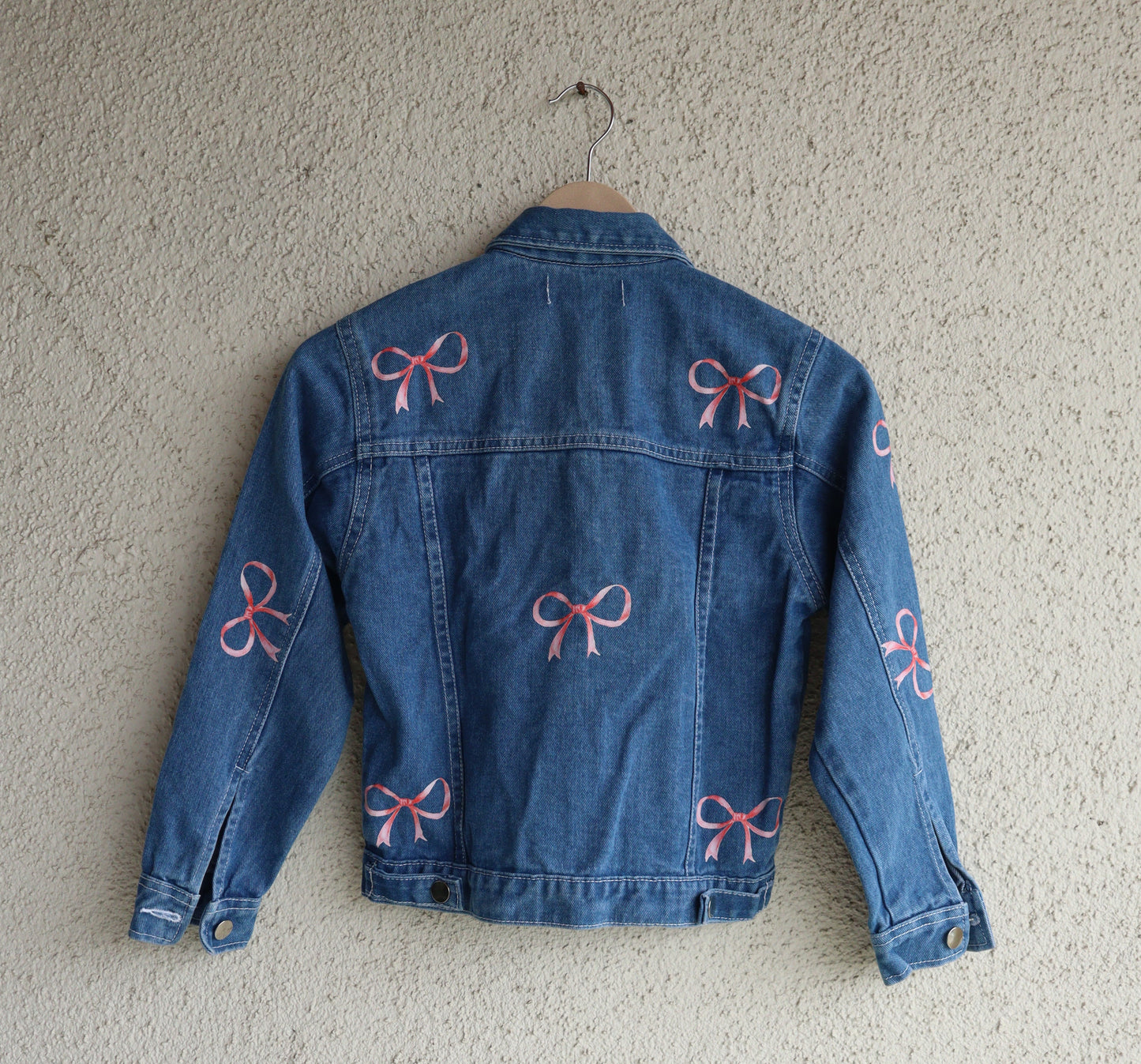 Trendy Pink Bow Denim Jacket