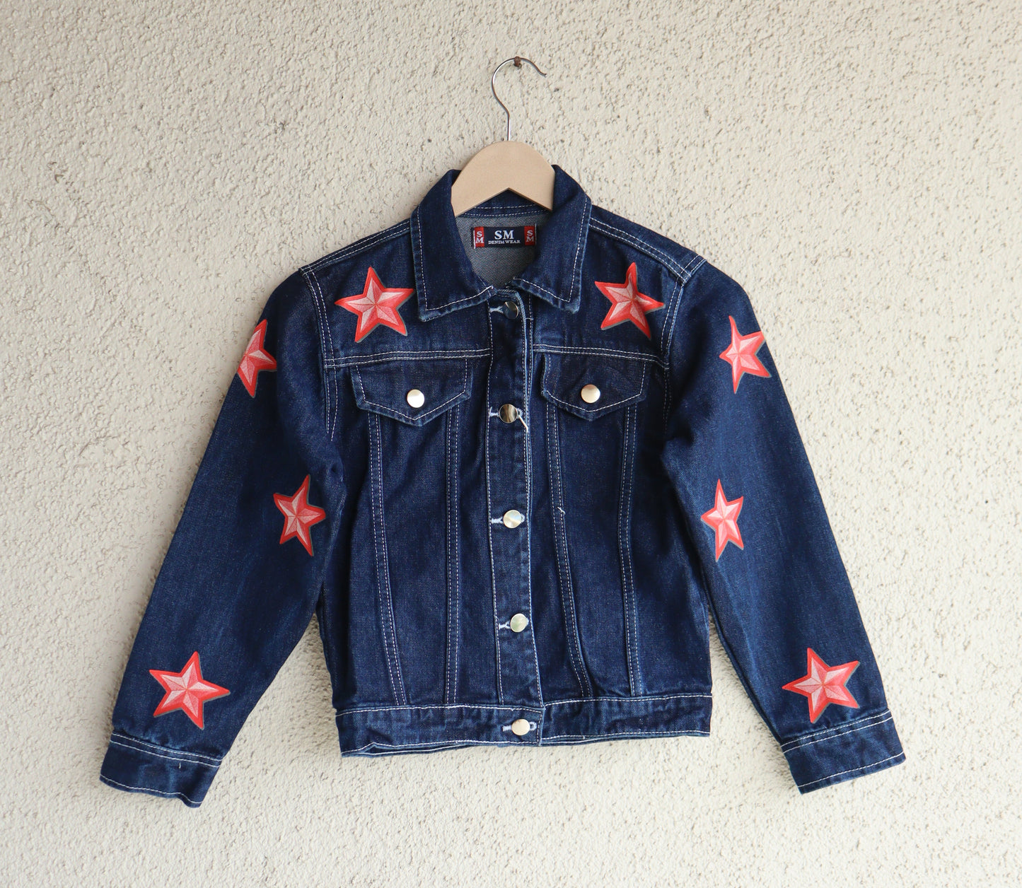 Trendy Red Star Denim Jacket