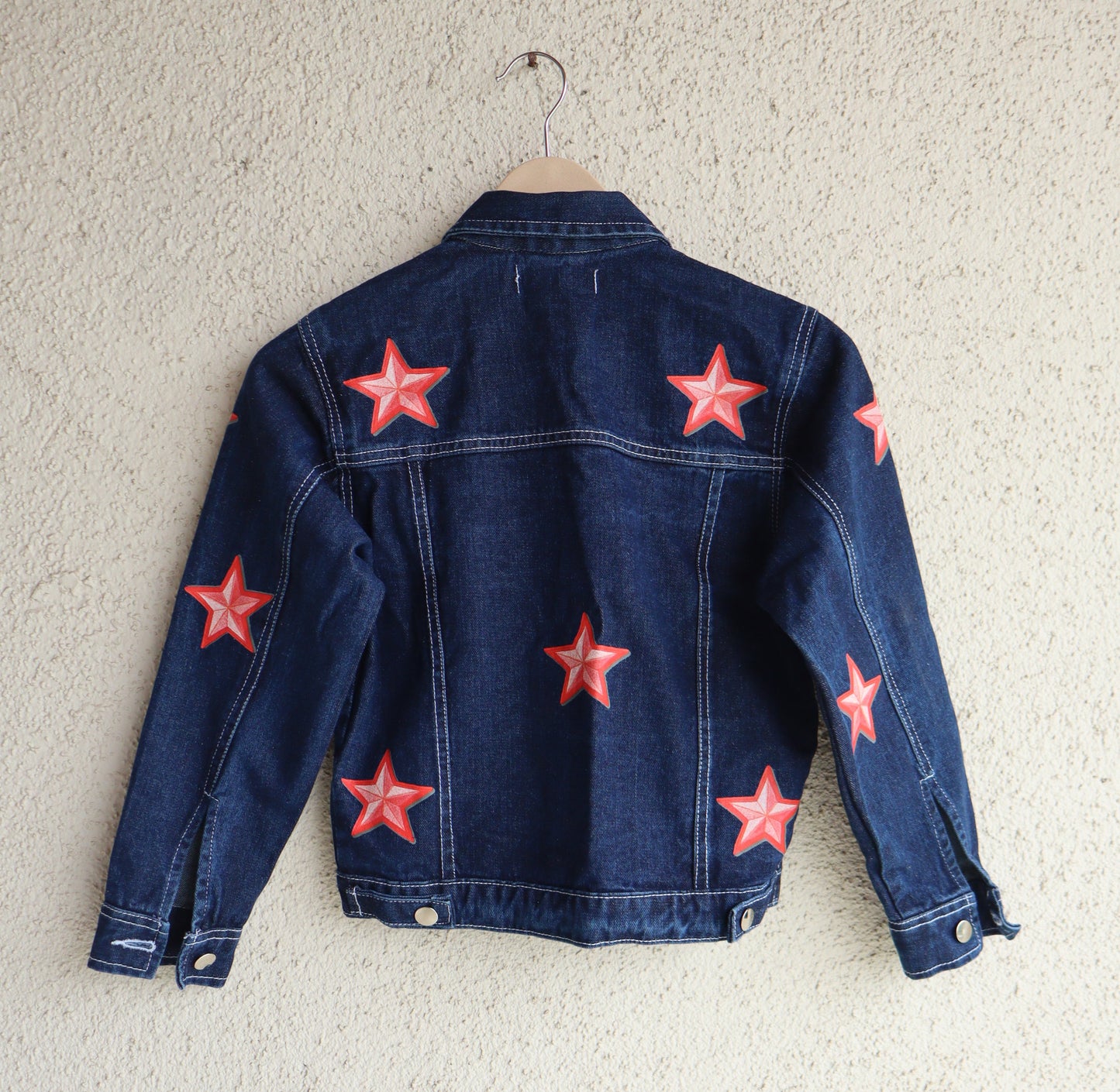 Trendy Red Star Denim Jacket