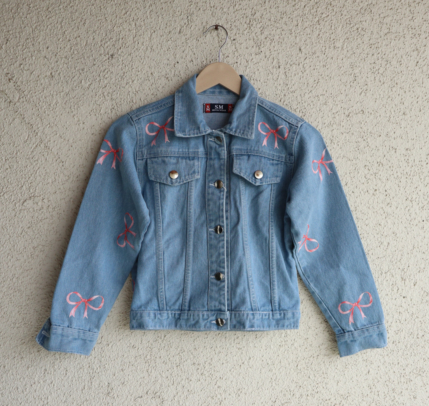 Trendy Pink Bow Denim Jacket