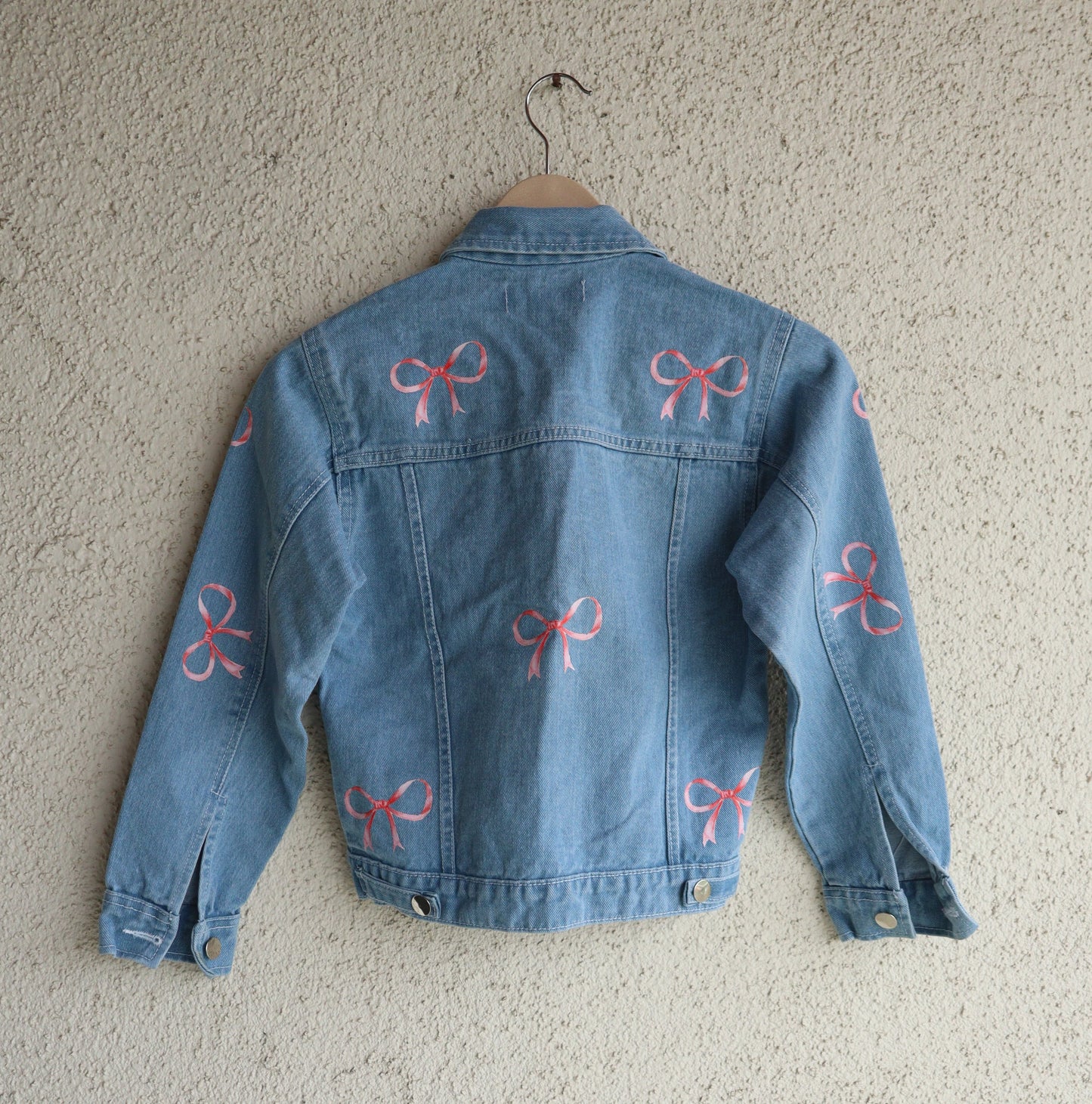 Trendy Pink Bow Denim Jacket