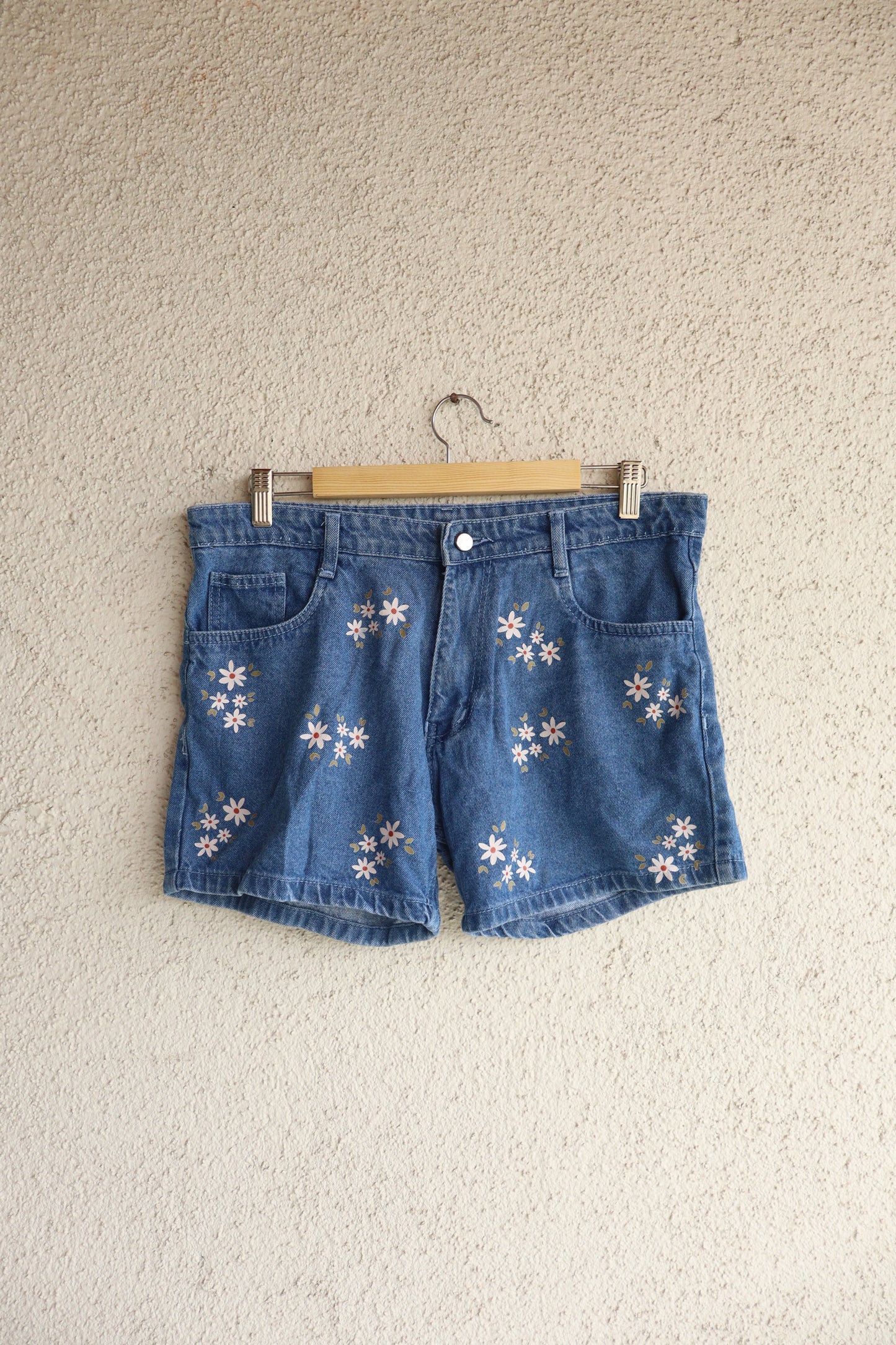 Pink Floral Denim Shorts