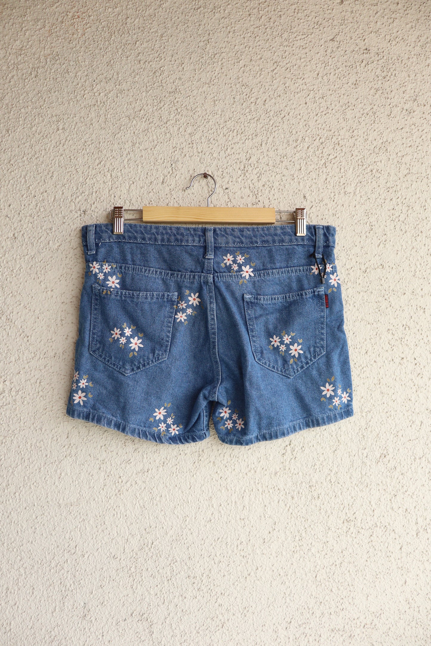 Pink Floral Denim Shorts