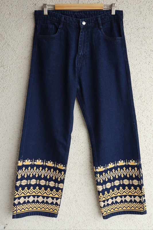Trendy Mandala Wide Leg Jeans
