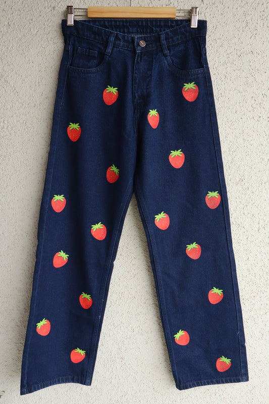 Trendy Strawberry Wide Leg Jeans