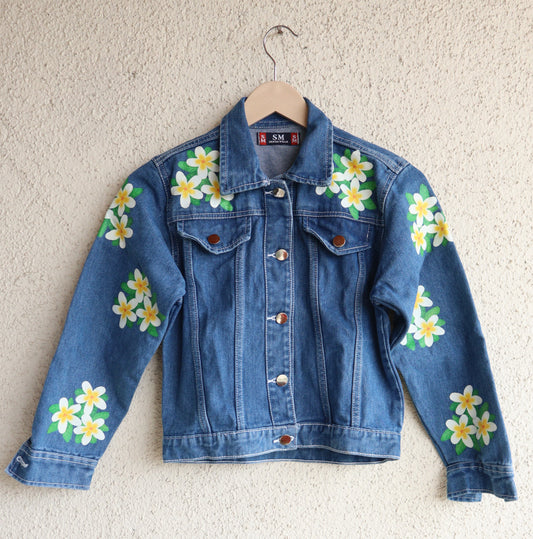White Floral Denim Jacket