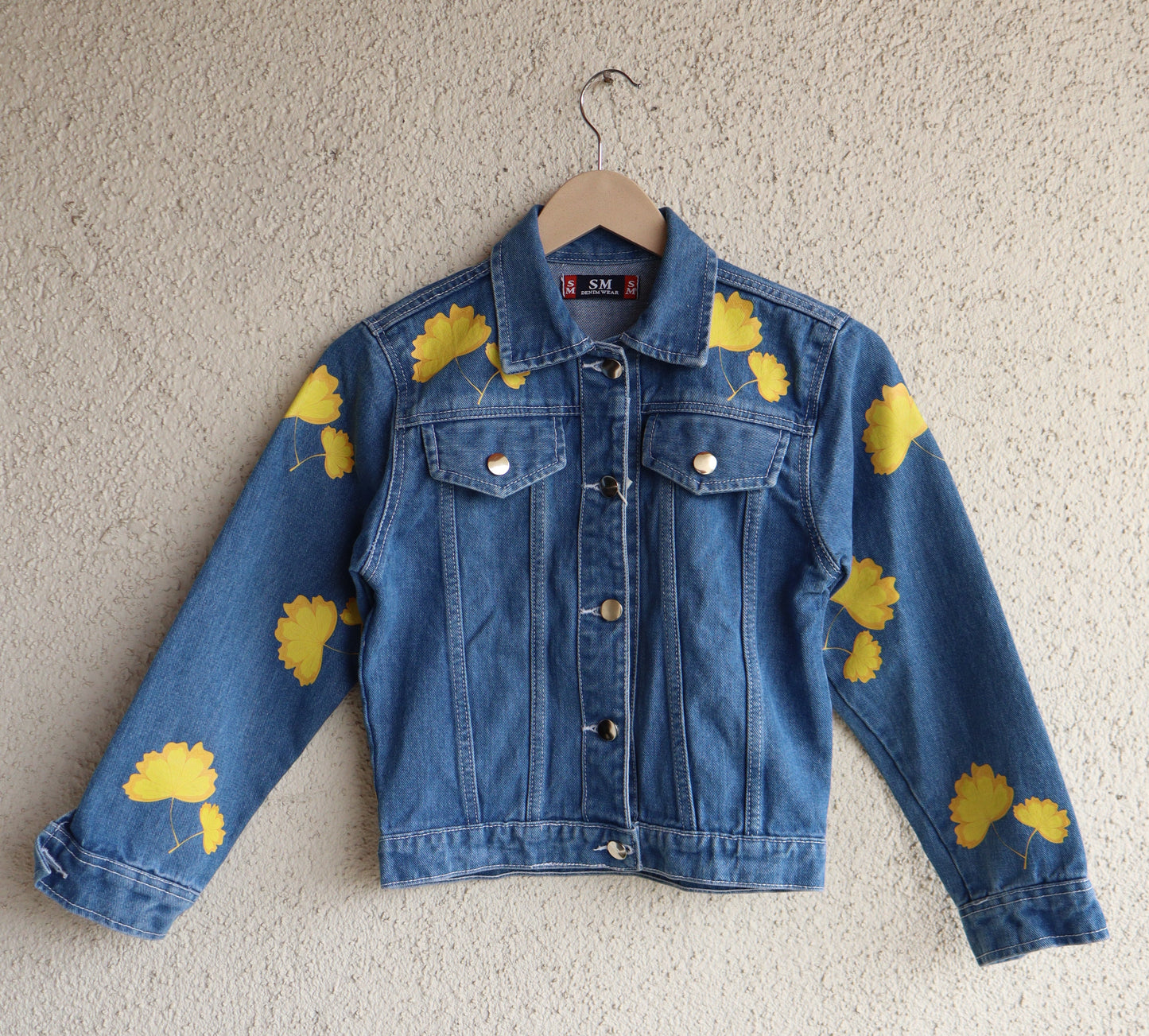Yellow Bloom Printed Denim Jacket