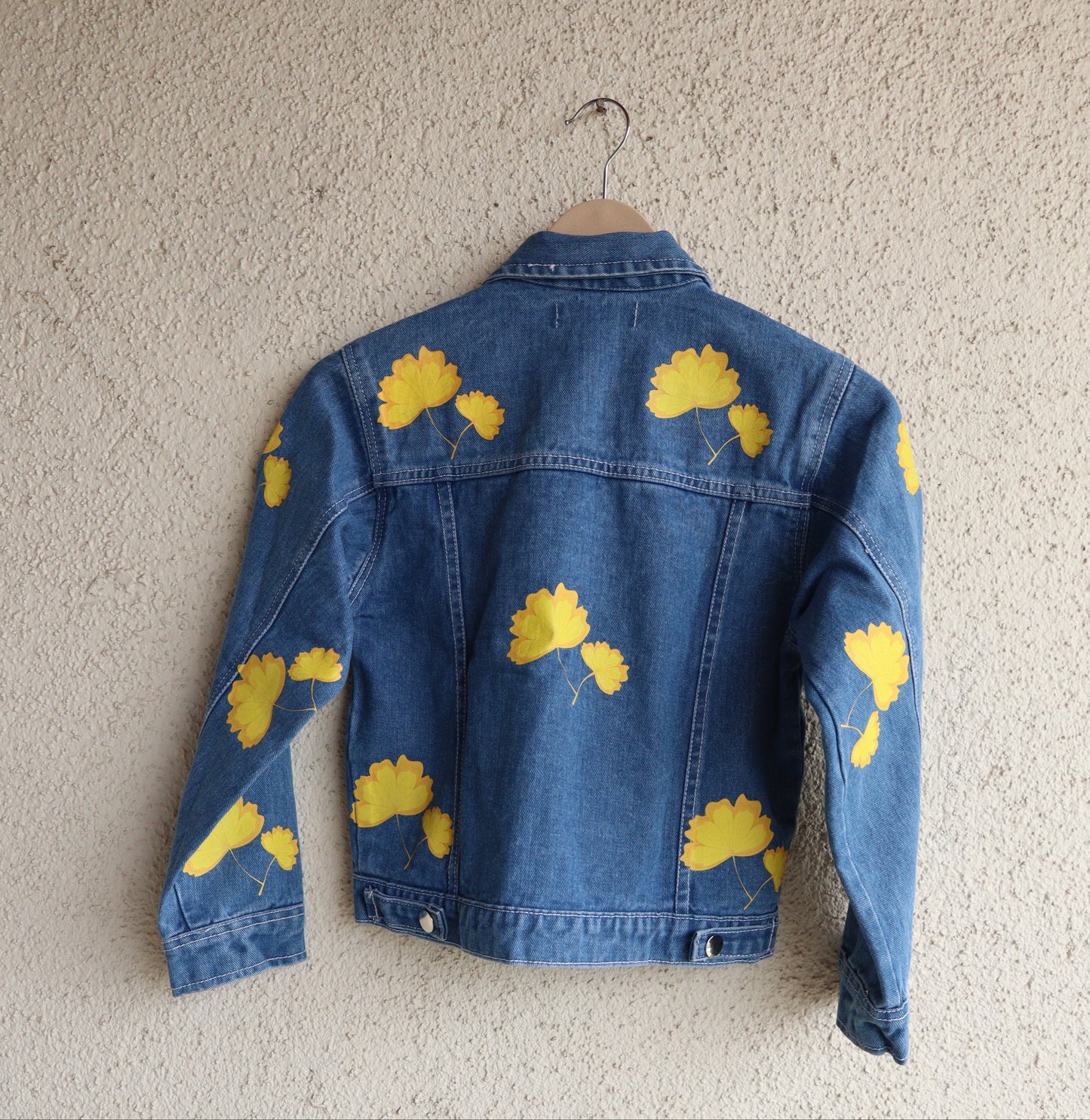 Yellow Bloom Printed Denim Jacket