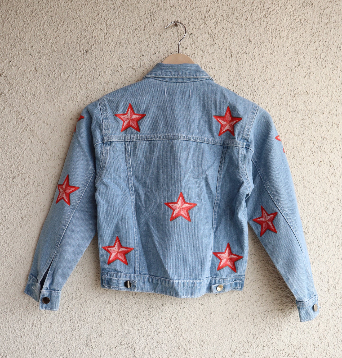 Trendy Red Star Denim Jacket