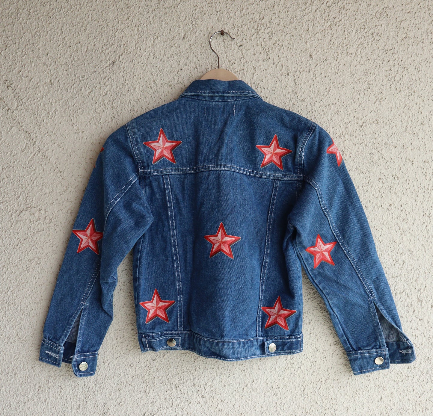 Trendy Red Star Denim Jacket