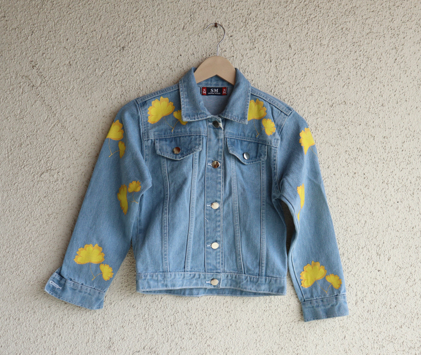 Yellow Bloom Printed Denim Jacket
