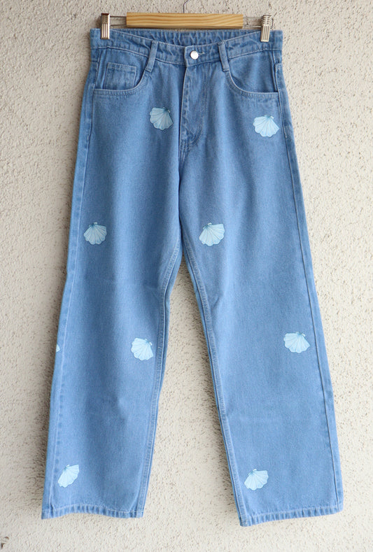 Trendy Ocean Breeze Seashell Printed Jeans